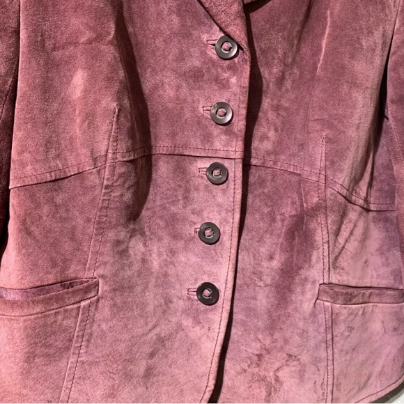 i.e. Women's 100% Leather Suede Jacket Beautiful Plum/Purple Color SZ M - Picture 4 of 7